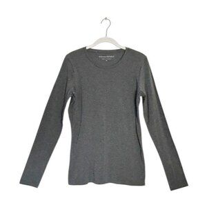 Banana Republic Women's Long Sleeve Crew Top in Dark Gray - Sz M